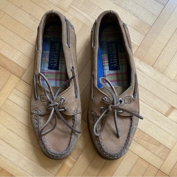 Sperry Top-Siders authentic original tan leather 2-eye boat shoes women US 6.5 - Picture 1 of 8